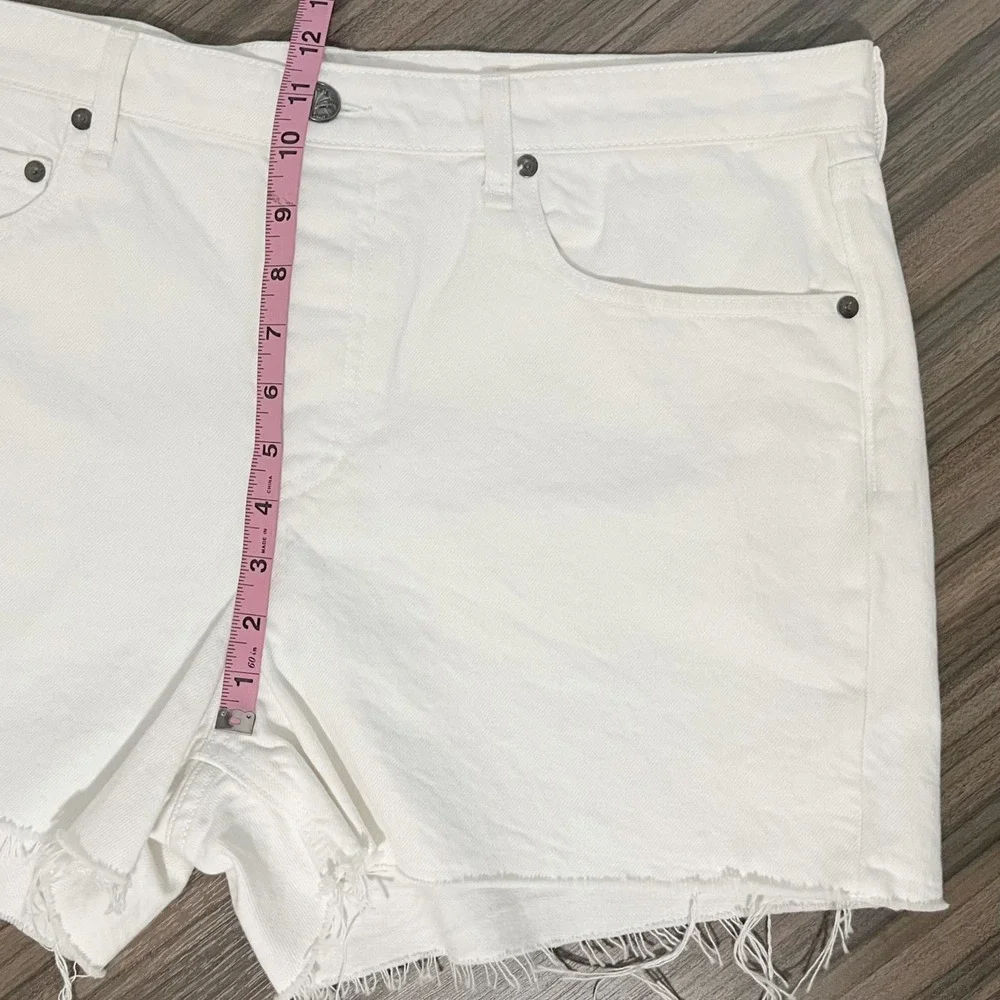 Rag & Bone The Dre Low-Rise Shortie White Denim Cutoff Shorts 34